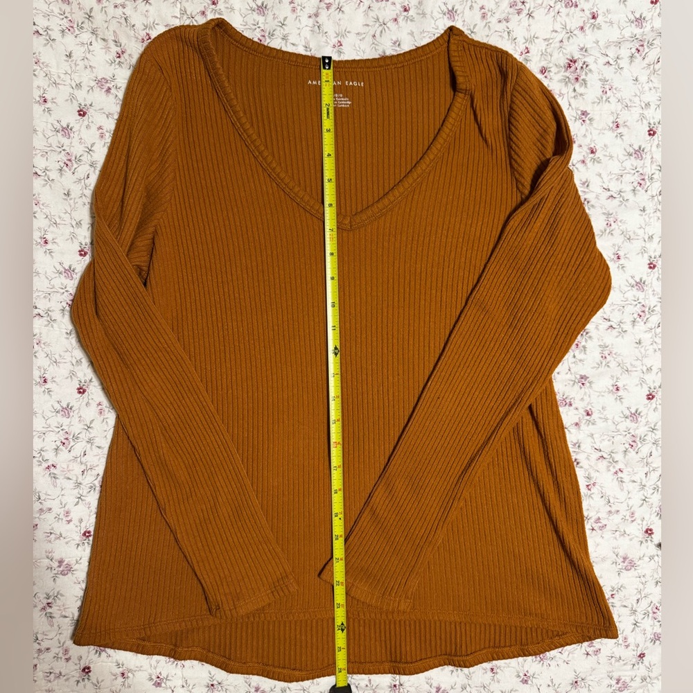 American Eagle Orange Ribbed Shirt Sz L - Picture 4 of 7